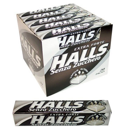 HALLS STICK NERA SENZA ZUCCH. 20PZ LEAF